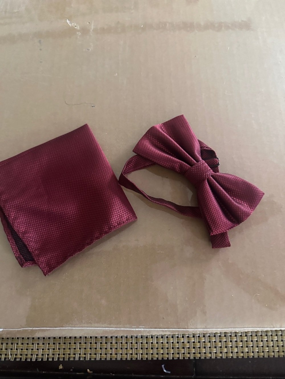 Burgundy Bow Tie and Pocket Square Set